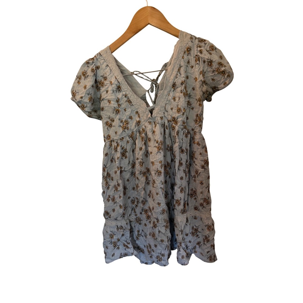 Urban Outfitters Floral Babydoll Dress Blue Cottagecore Small